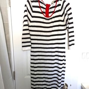 Striped long sleeve midi dress